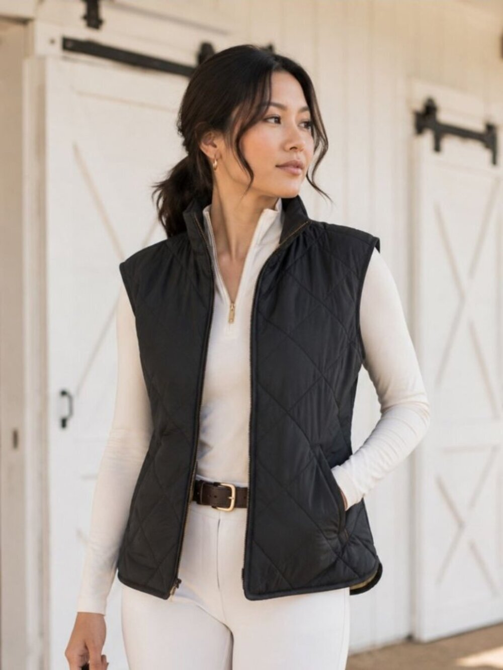 J.Crew Mercantile Quilted Puffer Vest Black Medium Lightweight Utility Casual